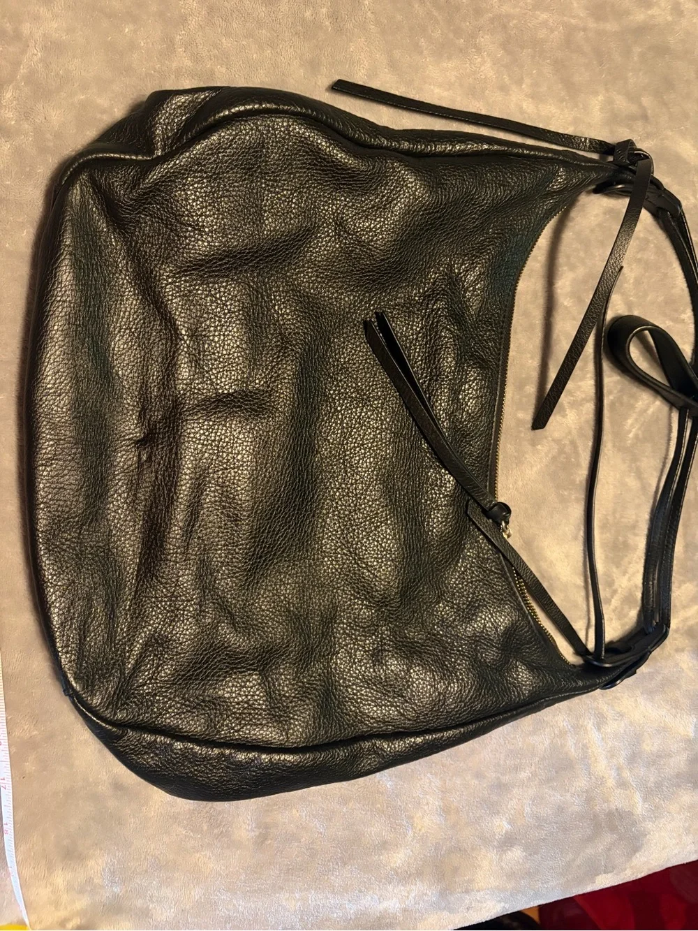Coccinelle Large Black Pebbled Leather Hobo Shoulder Bag Made in Italy